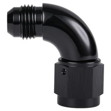 90 Degree Male to Female Swivel Full Flow Fitting Adapter 6AN Black - 90 Degree