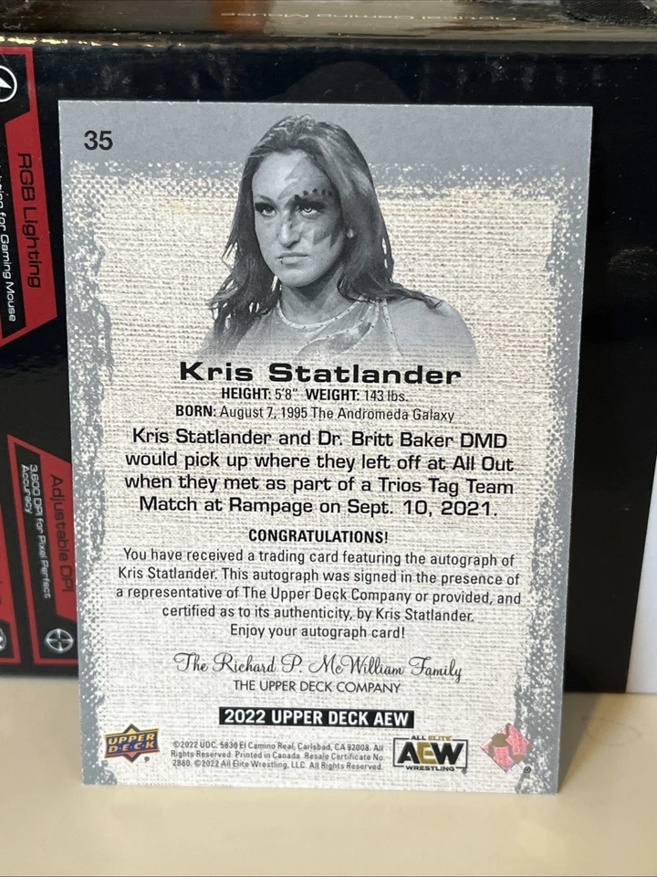 2022 UD AEW All Elite Wrestling Autograph Kris Statlander - Image 2 of 2