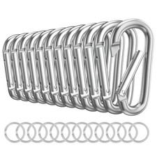 12 PCS Carabiner Keychain Clip -3" Aluminum Carabiner D Ring, Caribeener Clip...