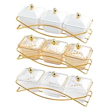 3 Snack Serving Bowls Dessert Dividing Plate with Lid Storage Container Nut and