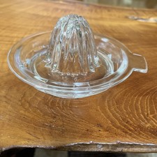Citrus Reamer Clear Ribbed Glass Juicer with Thumb Tab Handle Vintage 5 in dia
