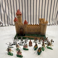 Marx Plastic Medieval Castle Playset with Assorted Toy Soldier Figures