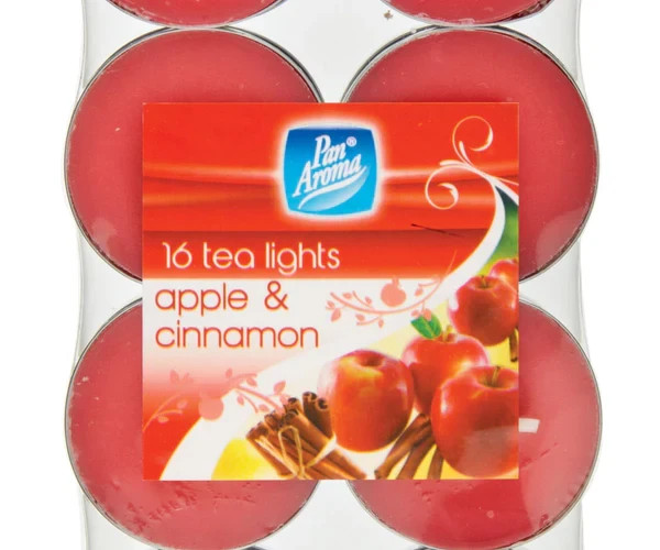16 CANDELE TEA LIGHT PROFUMATE MELA E CANNELLA CANDELE TEALIGHTS CERA PADELLA AROMA foto 5