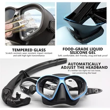 Swim Goggles Scuba Diving Mask with GroPro Mount Bracket Holder Tempered Glass