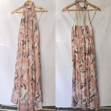 Maeve Anthropologie Dress Halter Sheer Printed Maxi Sleeveless Open Back Flowy M