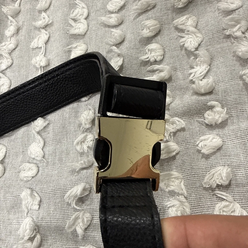 Victoria's Secret Faux Leather Tassel Black Gold Quilted Fanny Pack Bag Belts - Image 4 of 4