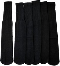 12 PK of Yacht  Smith Kids Black Solid Tube Socks Size 4-6 - Boys Crew Sock