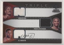 2008-09 SP Rookie Threads Triple Derrick Rose Russell Westbrook DJ Augustin px8