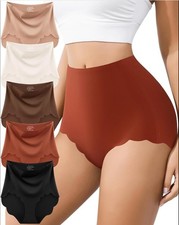 Women  s 5 Pack High Waisted Seamless Panties No Show Full Coverage Underwear