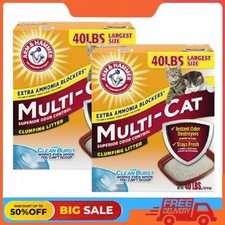 2 Packs Arm  Hammer  Clumping Multi-Cat Clay Cat Litter 40 Lb Bag