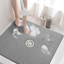 Square Shower Mat, 24 X 24 Inch Non Slip Bath Mat for Tub, Soft PVC Loofah Batht