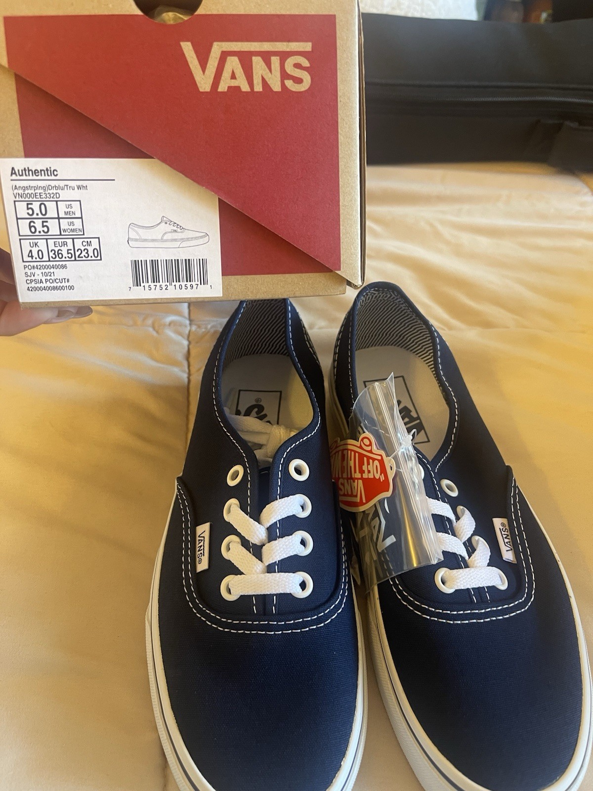 Vans Authentic Sneakers in Angstring Dribl True White Size 6.5W 5M New