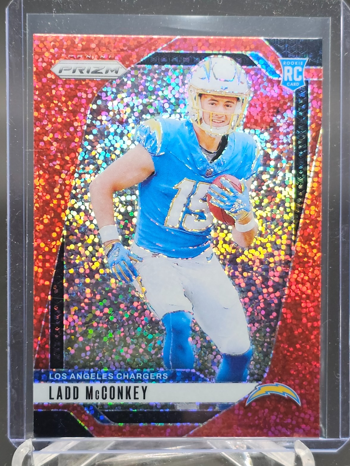 LADD MCCONKEY 2024 PRIZM ROOKIE RED SPARKLE SP RC #365 CHARGERS FOOTBALL Q5384