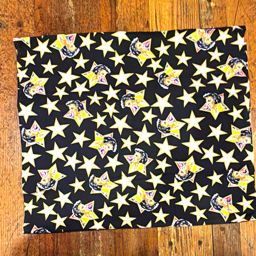 90s Elvis Presley Star Print Fabric Black Yellow Medium Weight 2yd
