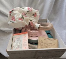 Vintage GE Deluxe Pink Bonnet Hair Dryer Floral Cap w/ Box- Works- MCM Prop