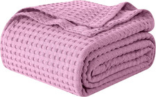 Premium 100 Cotton Waffle Blanket - Lightweight Breathable Waffle Weave Bed Bla