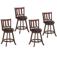 Costway 4 PCS 25" Swivel Bar stool Leather Padded Dining Kitchen Bistro Chair