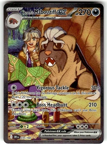 Pokemon TCG SV10: Destined Rivals #235/182 Arven's Mabosstiff ex NM