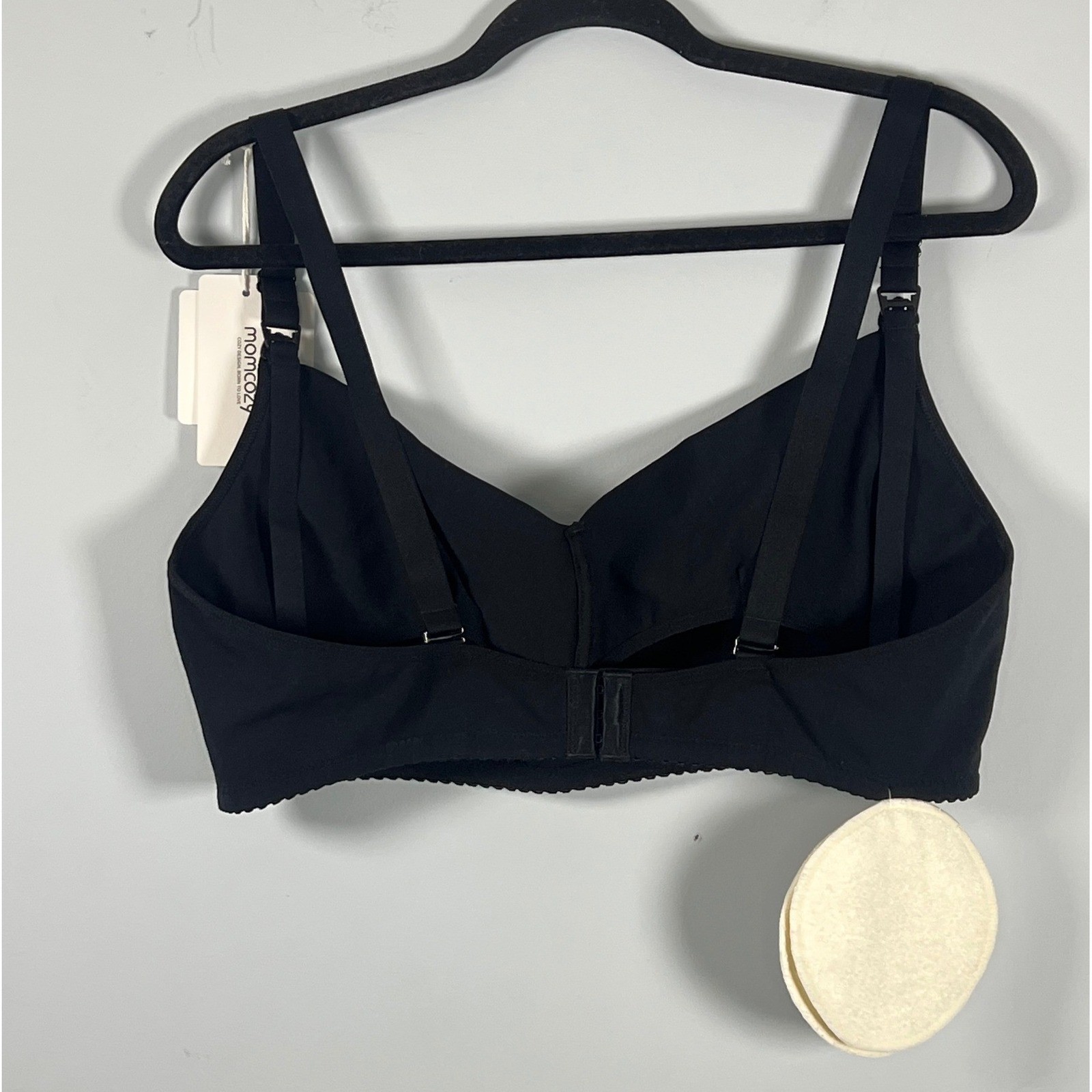 NWT Momcozy Women's Black Nursing Bra Reusable Pads Adjustable Straps