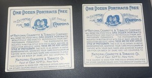 2 Antique “National Cigarette/Tobacco Comp” Unused Labels 1 Dozen Portraits Free