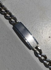Vintage 1970s Sterling Silver Curb Link Identity Bracelet