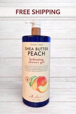 PHARM TO TABLE Shea Butter Peach HYDRATING Body Wash W/ Vitamin E- JUMBO!  32 Oz