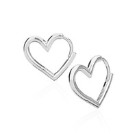 Paar 15Mm Herz Klappcreolen 925 Silber Damen Liebe Ohrringe 1,8Mm Starke Creolen