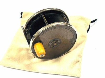 P D Malloch 3,5   Lachs Messing & Ebonit Rolle mit Neusilber Felgen