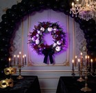 20 Inch Gothic Halloween Wreath for Front Door with Purple Lights