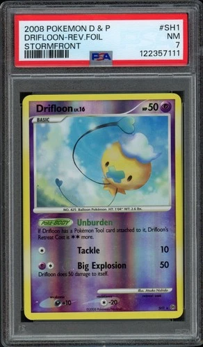 2008 Pokemon Stormfront Drifloon SH1 Reverse Foil PSA 7 NM Diamond & Pearl D&P