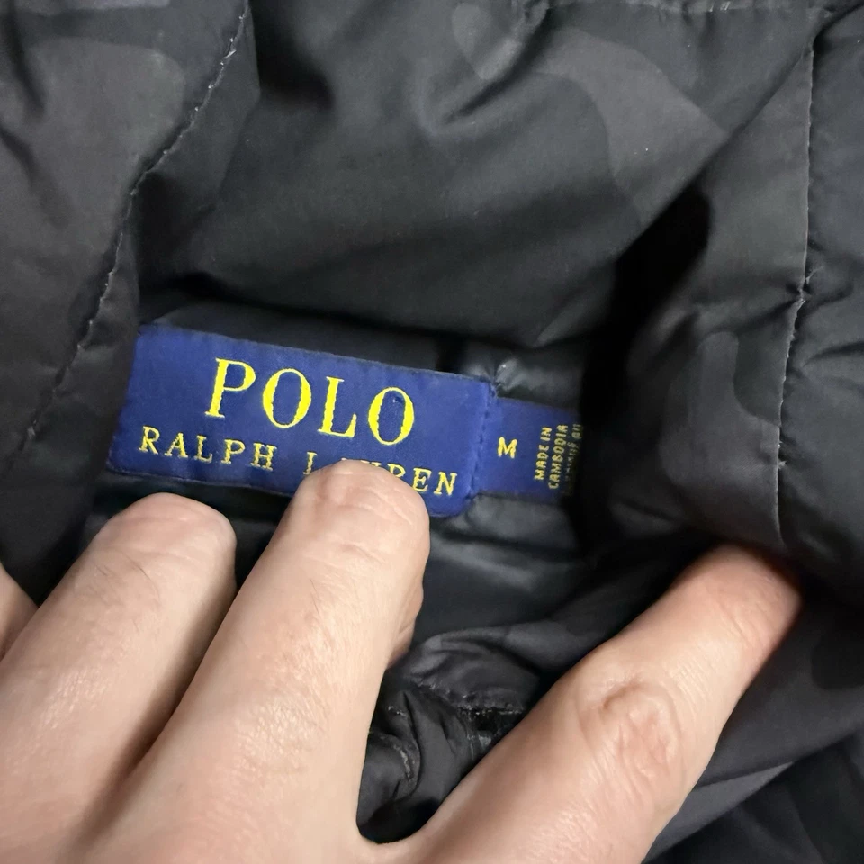 Polo Ralph Lauren Chaleco Hombres Medio Gris Camuflaje Plumón de Ganso Puffer Cremallera Completa Chaqueta Foto 2 de 4
