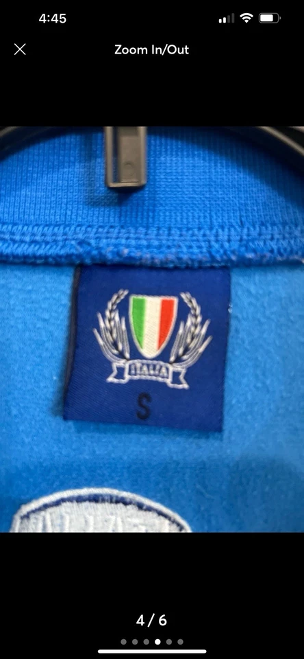 复古意大利全拉链夹克蓝色彩色双面男式小号 — 第 4/4 张图片