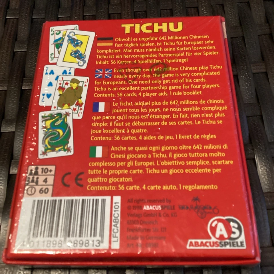Tichu 纸牌游戏 Abacus Spiele 1998 年-全新/未拆封 — 第 4/4 张图片