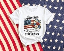 America 250 Years Flag Floral Shirt 250th Anniversary Patriotic 4th Of July Tee