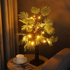 Lighted Trees for Indoor Decor, 24  2FT Lighted Palm Tree with LED Lights, Lig...