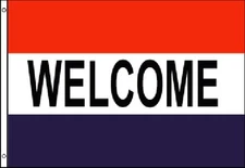 WELCOME Flag Banner 3x5 ft Advertising Sign Business Store Home Red White Blue