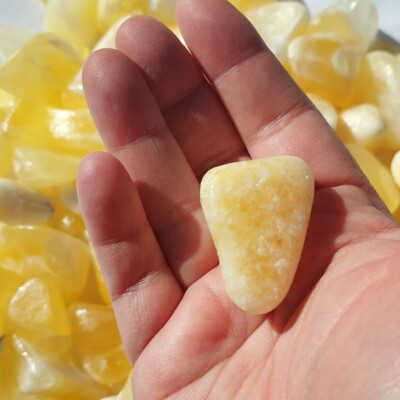 Utah Honeycomb Calcite Tumbled Stones  - Yellow Tumbled Gemstones Bulk
