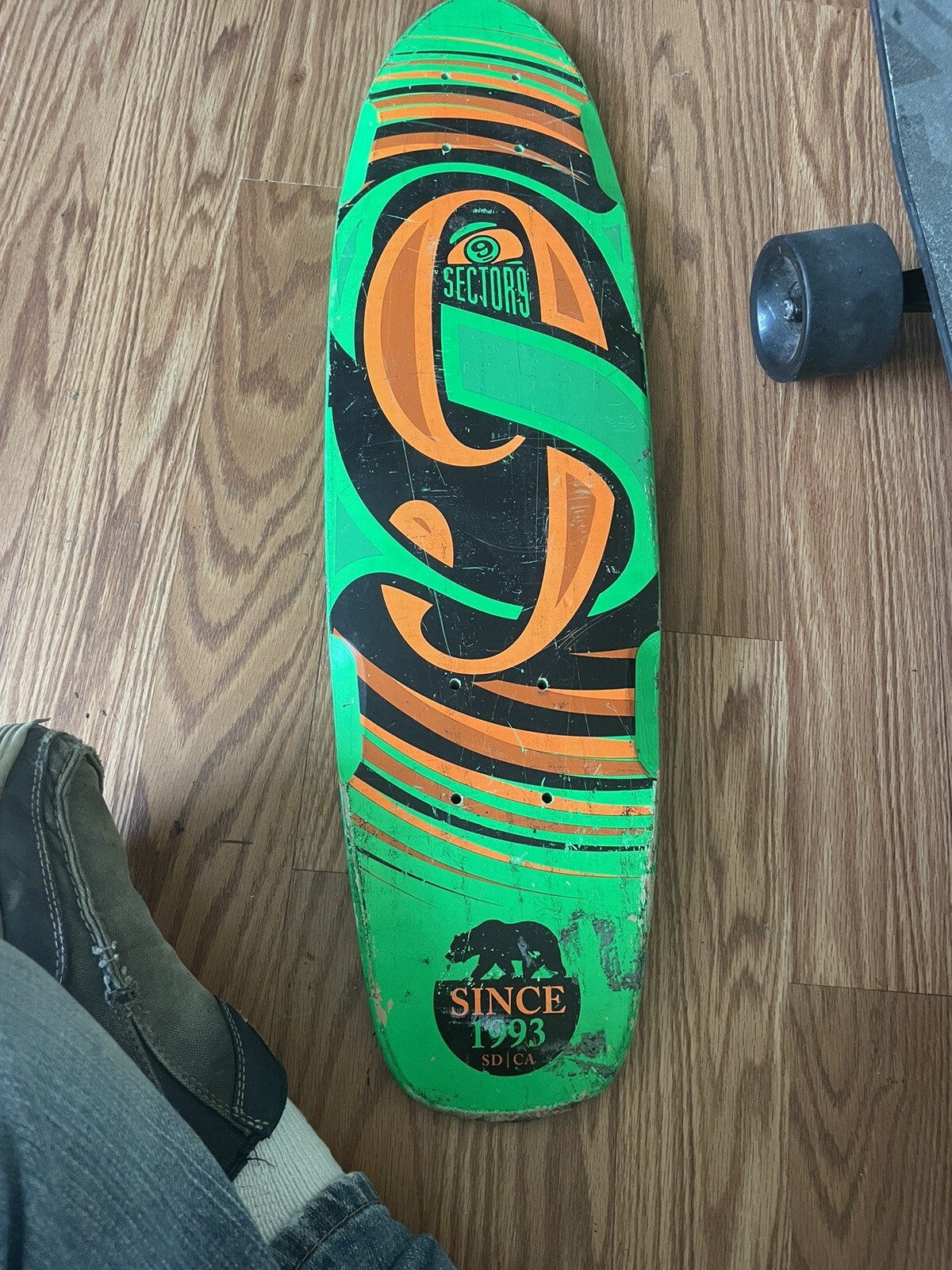 Sector 9 Cruiser Skateboard, USED CONDITION, Green Board/Ora