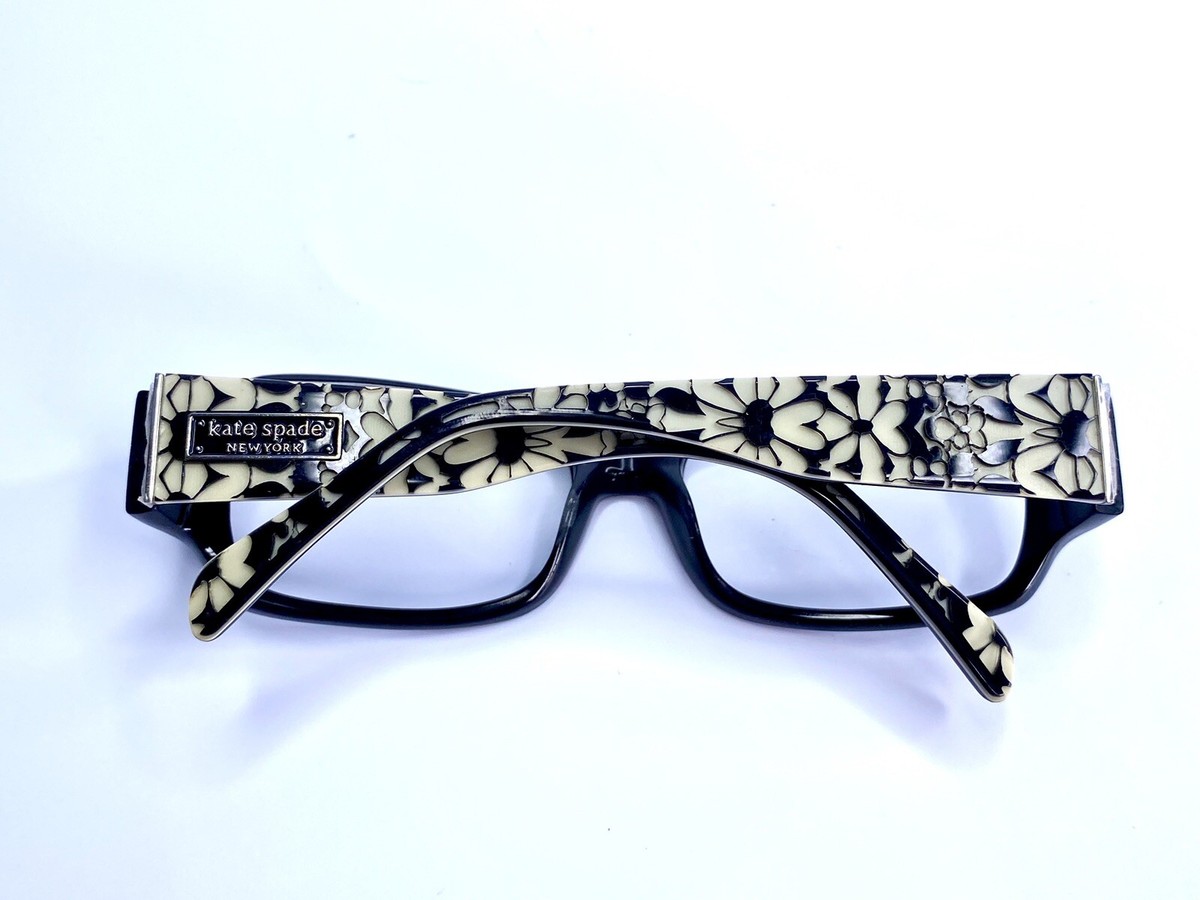 Kate Spade Tortoise Lucite Rectangle Sun Glasses Floral Temples FREDA New Kate Spade Black Rectangular Glasses Floral Temples  main image 2