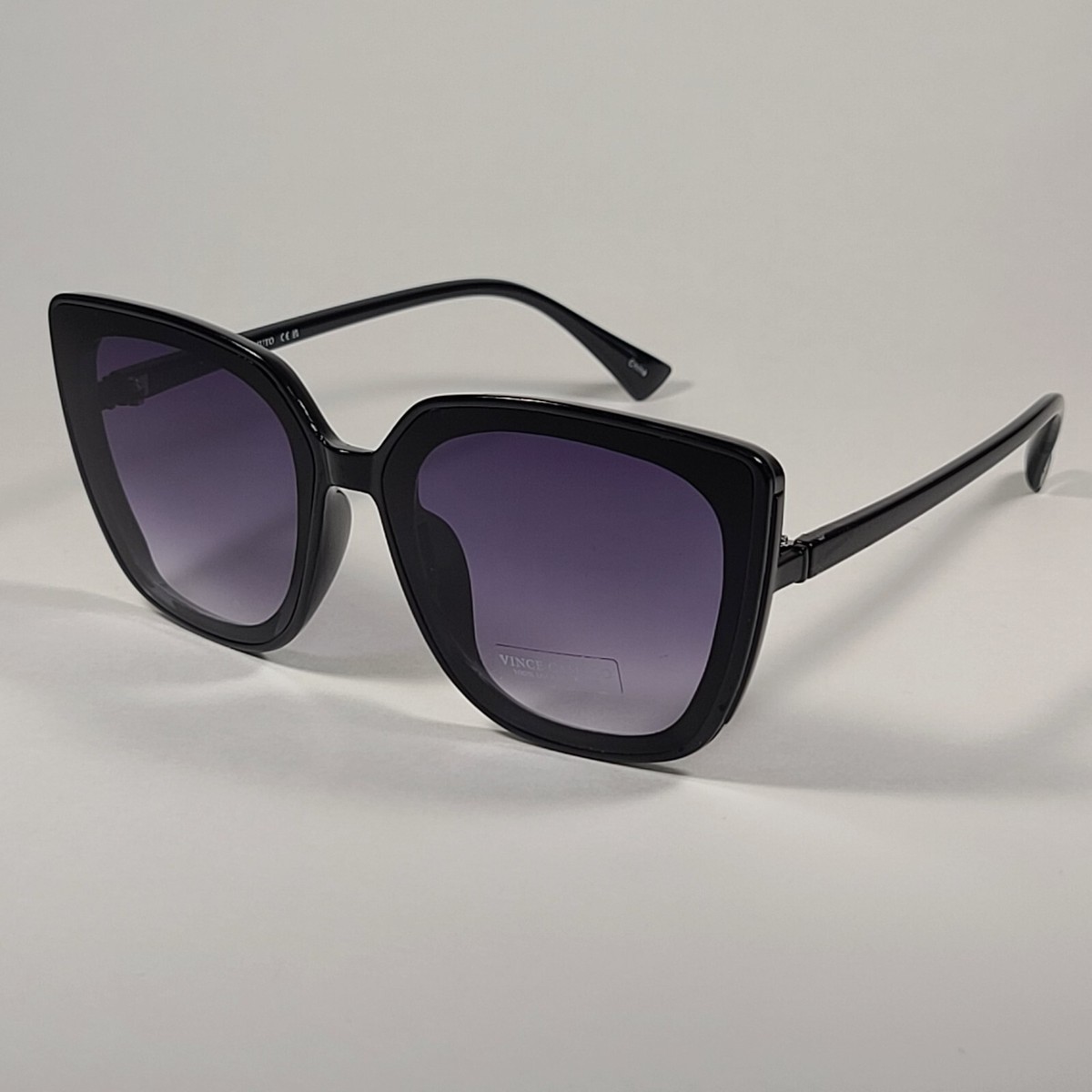 Vince Camuto Cat Eye Square Sunglasses Black Frame Smoke 