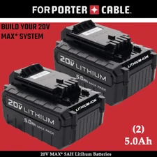 2Pack 20 Volt MAX Lithium Ion 5.0amp Hour For PORTER CABLE PCC685LBattery Pack
