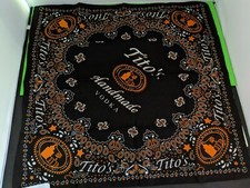 Tito's Vodka Bandanna Black Orange White Cotton Made in USA New Collectible
