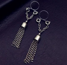 Fake Nipple Rings Non-Piercing Clip On Stainless Steel Chain Dangle Body Jewelry