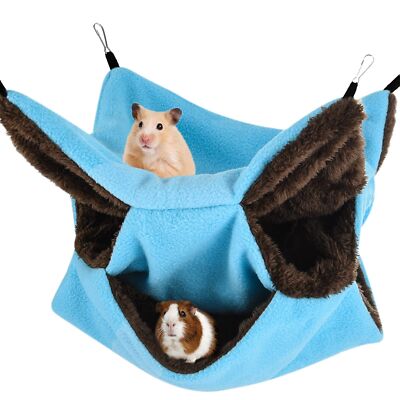 Small Pet Cage Hammock Double Layer Warm Fleece Swinging Bed for Ferret Squirrel