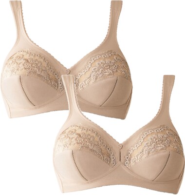Triumph 2x Allegra BH ohne Bügel Gr. 95D Sonderpreis beige Unterwäsche Set 