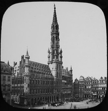 Glas Zauber Laterne Dia BRÜSSEL HOTEL DE VILLE UM 1890 ALTES FOTO BELGIEN