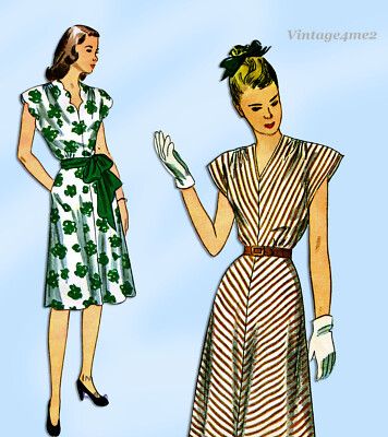 1940s Vintage Simplicity Sewing Pattern 1668 Misses Bias Cut Dress
