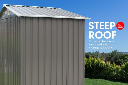 6ft x 8ft Garden Sheds Tool Storage Outdoor Workshop Shelter Spire Roof - Grey - Picture 6 of 9
