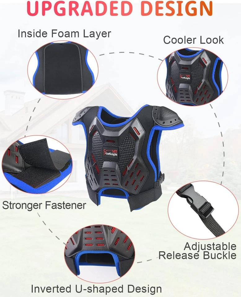 Chaleco protector de motocicleta para niños Carreras Bicicleta Pecho Anti Impacto Codo Rodilleras EE. UU. Foto 4 de 4