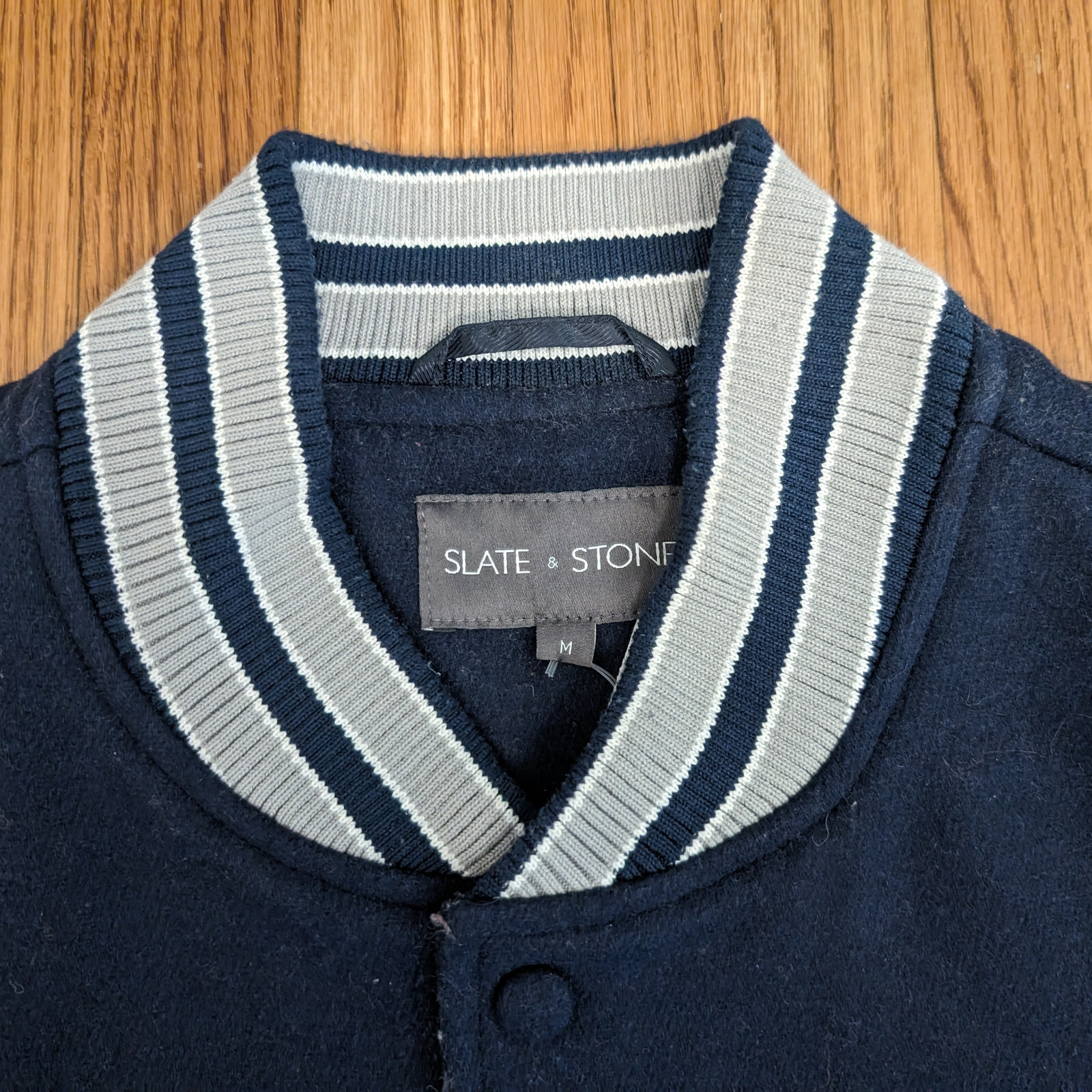 Slate & Stone Varsity Baseball Jacket Wool Blend - image 7